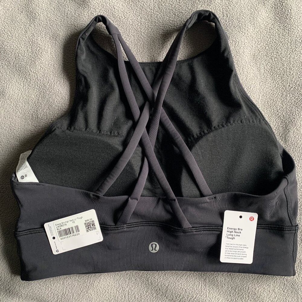 Lululemon Women's Energy High Neck Long Line Sports Bra Black Sz 10